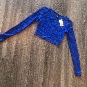 Blue lace crop top